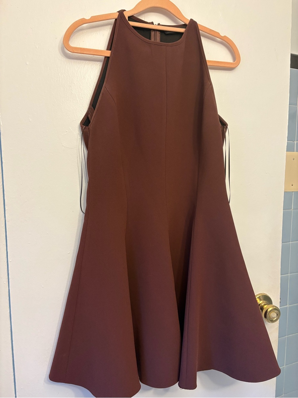 Sleeveless Brown A-Line Dress - Picture 5 of 5